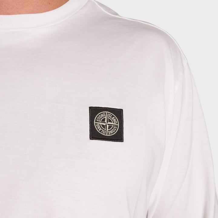 Stone Island Compass Patch Jersey Langærmet I Hvid