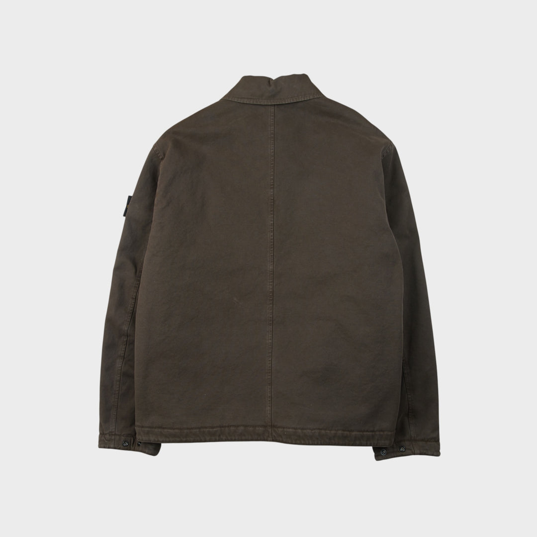 Stone Island Cotton Panama "OLD" Effect  Padded Coach Jakke I Coal Grey