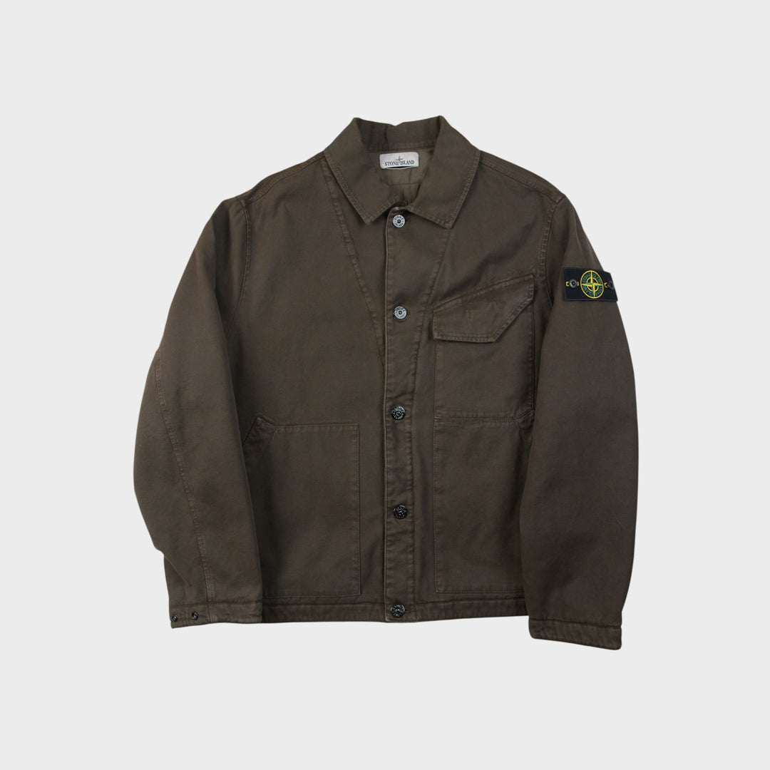 Stone Island Cotton Panama "OLD" Effect  Padded Coach Jakke I Coal Grey