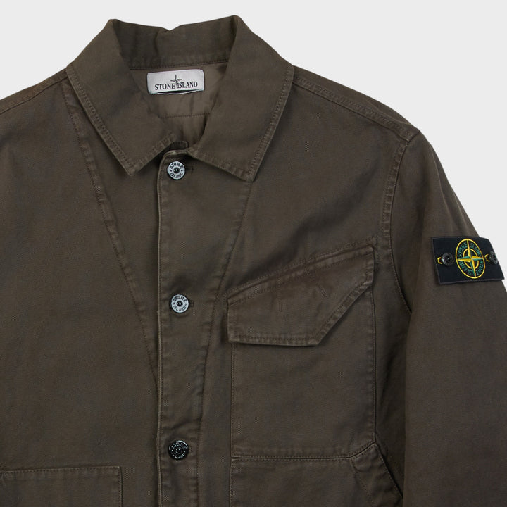 Stone Island Cotton Panama "OLD" Effect  Padded Coach Jakke I Coal Grey
