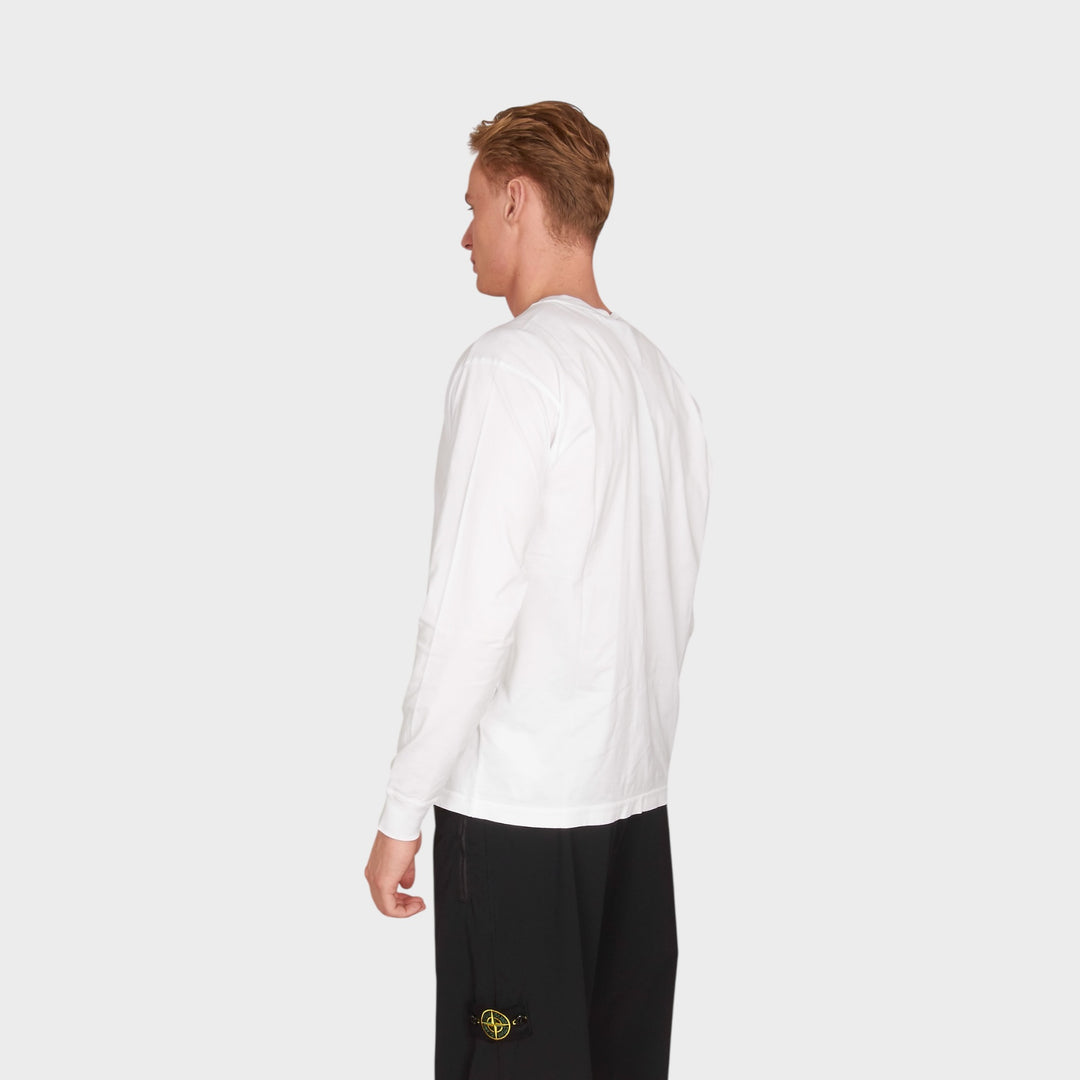Stone Island Compass Patch Jersey Langærmet I Hvid
