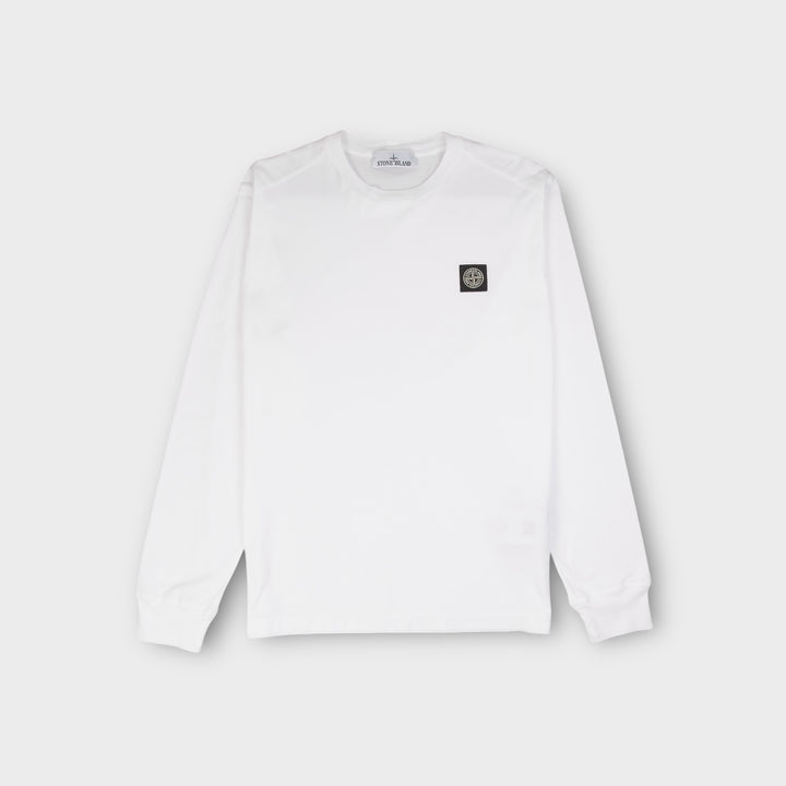 Stone Island Compass Patch Jersey Langærmet I Hvid