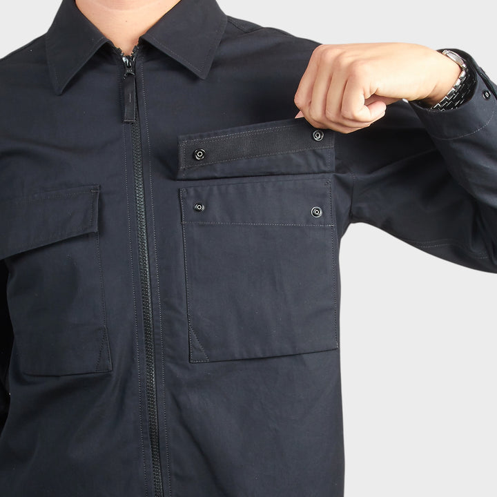Stone Island Ghost Cotton Canvas Zip Overshirt I Sort