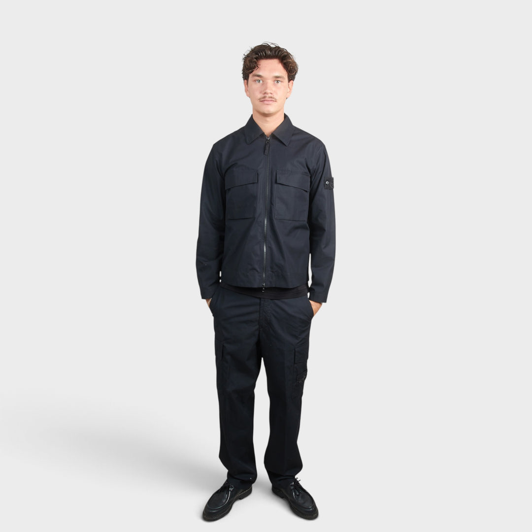 Stone Island Ghost Cotton Canvas Zip Overshirt I Sort