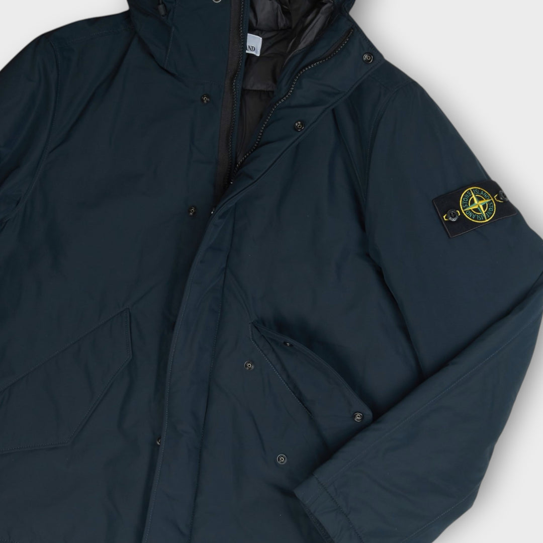 Stone Island Micro Twill Hooded Jakke I Navy