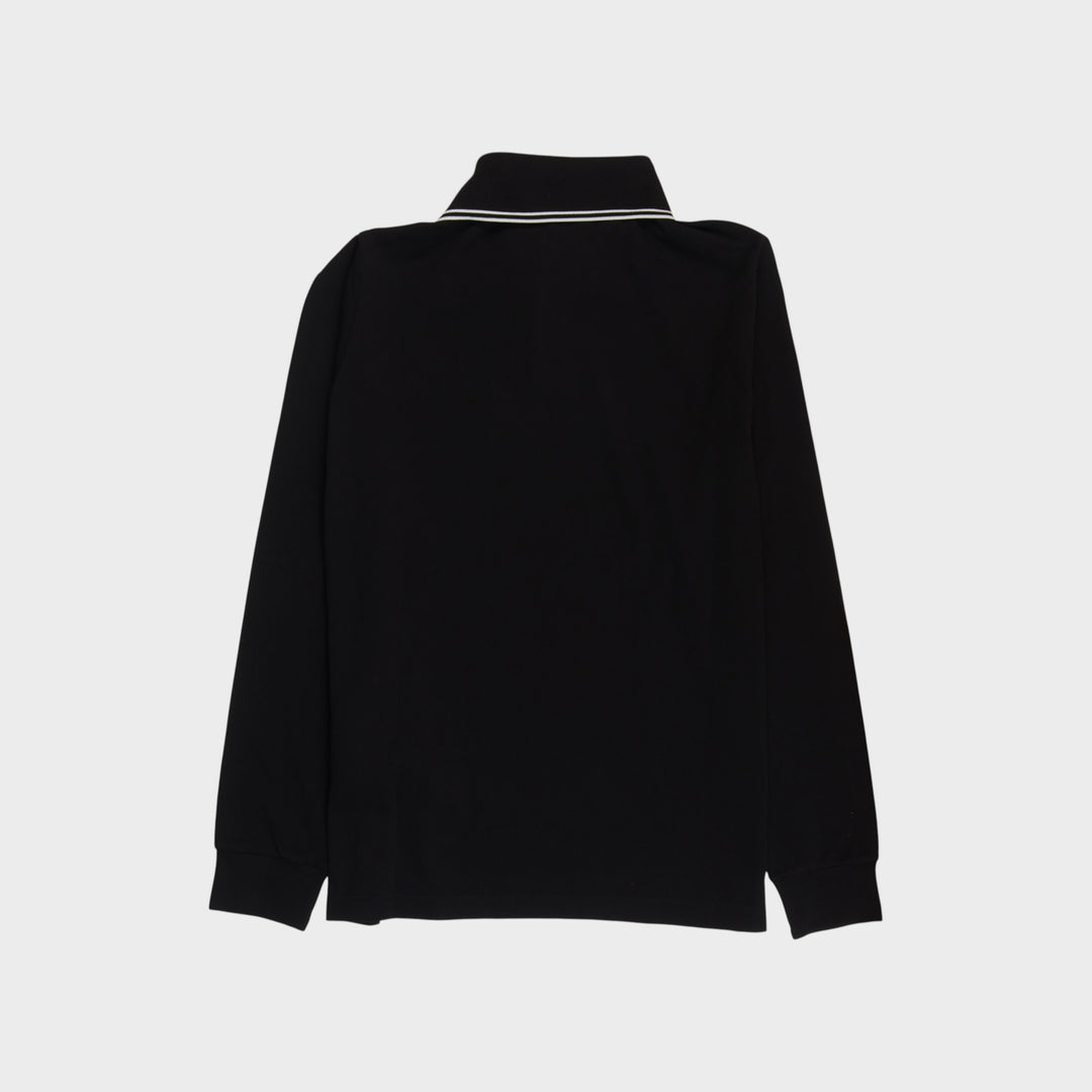 Stone Island Compass Patch Slim-Fit Longsleeve Polo I Sort