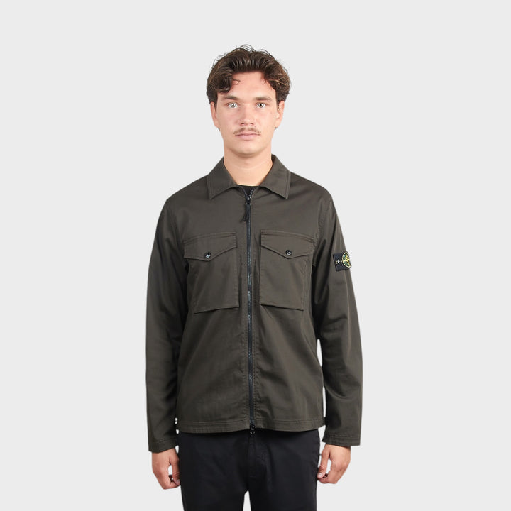 Stone Island Satin Cotton Overshirt I Dark Brown