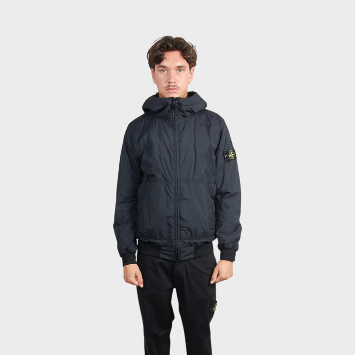 Stone Island Crinkle Reps Nylon Hooded Jakke I Navy