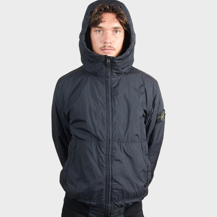 Stone Island Crinkle Reps Nylon Hooded Jakke I Navy