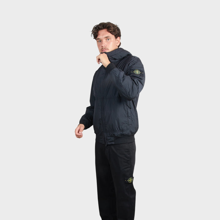 Stone Island Crinkle Reps Nylon Hooded Jakke I Navy