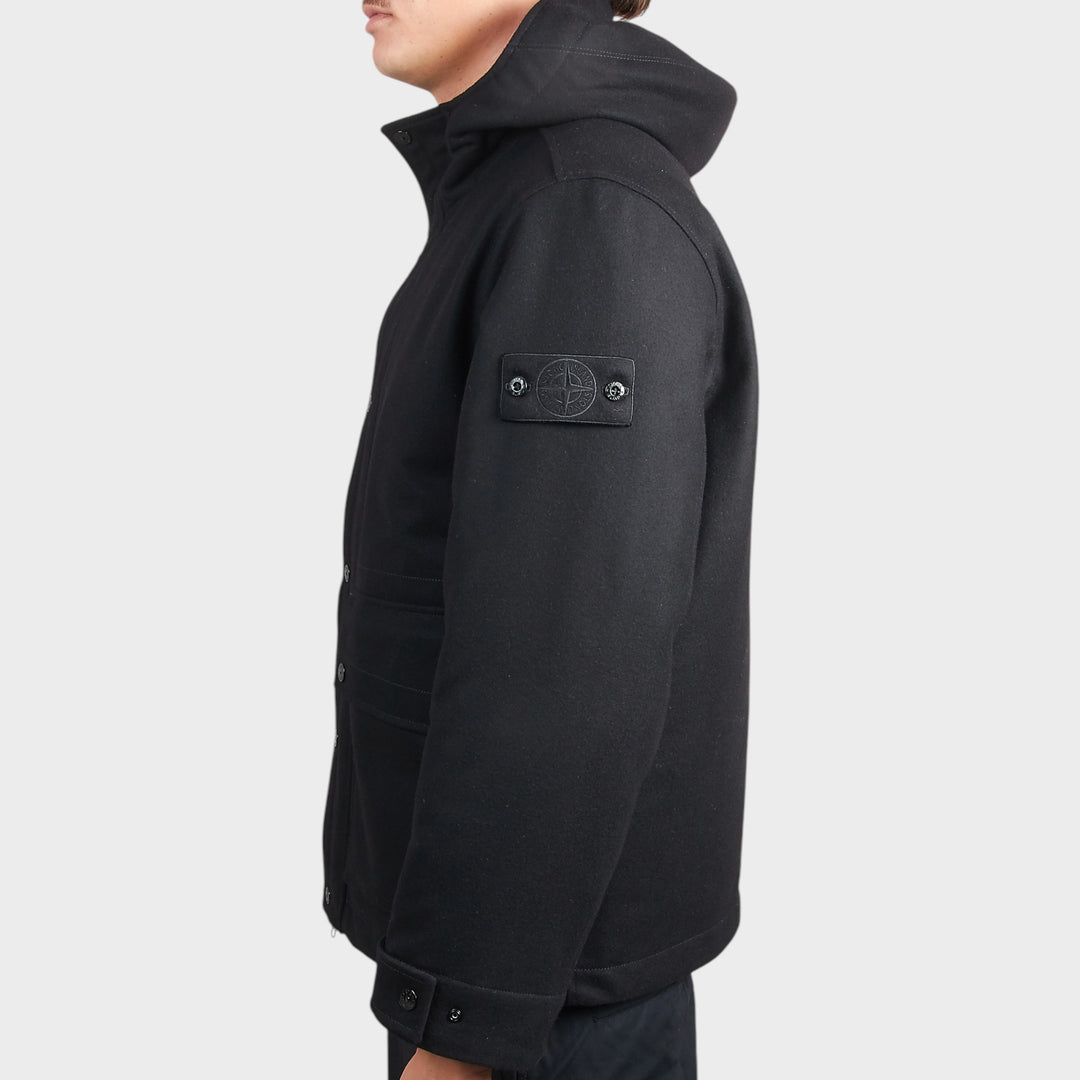 Stone Island Wool Nylon Flannel Ghost Jacket I Sort