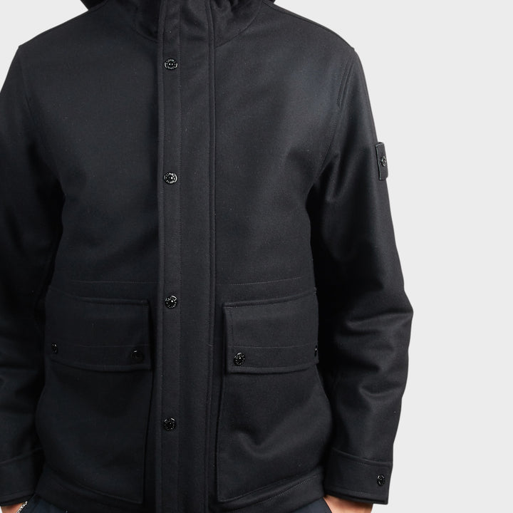 Stone Island Wool Nylon Flannel Ghost Jacket I Sort
