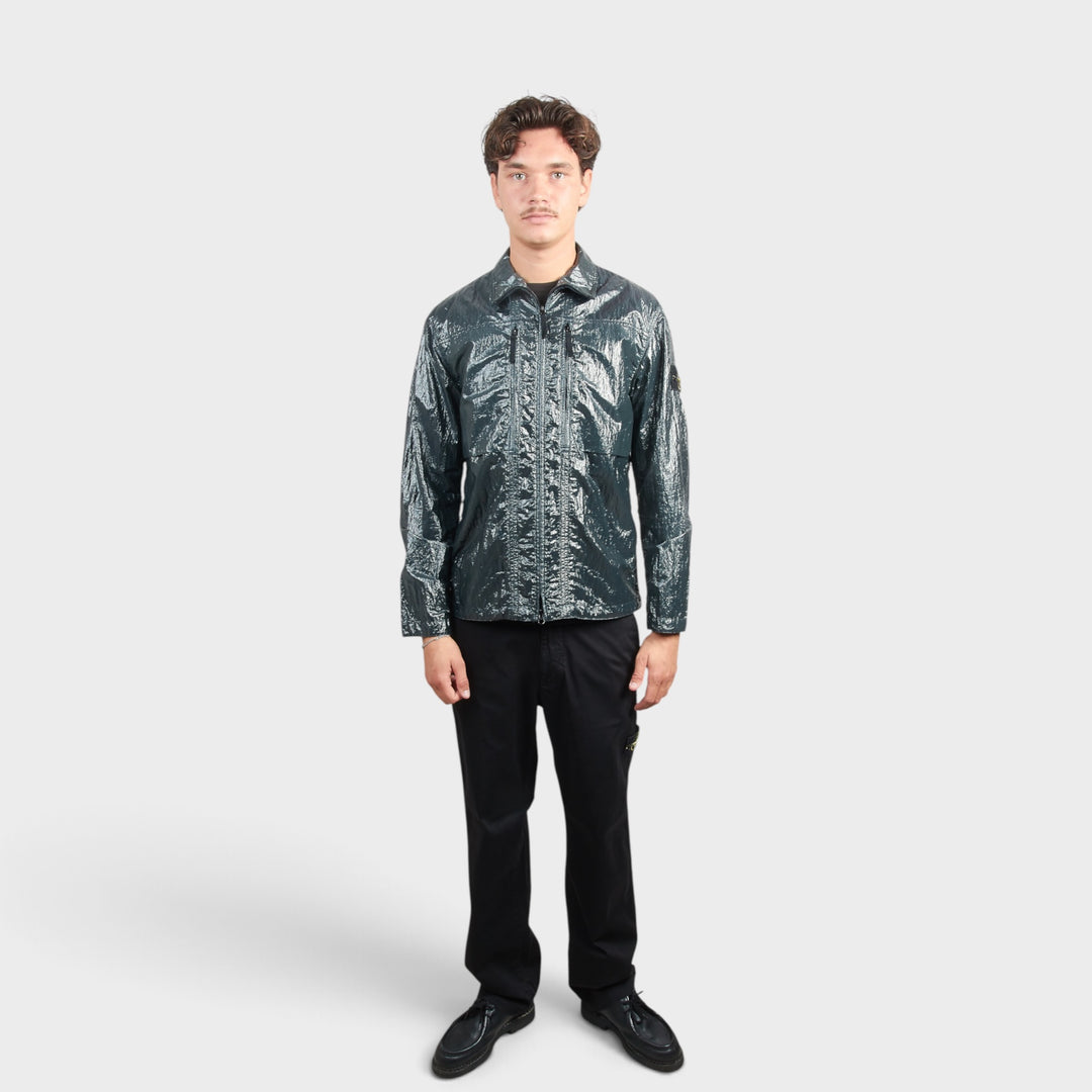 Stone Island Crinkled Nylon Overshirt I Dark Green