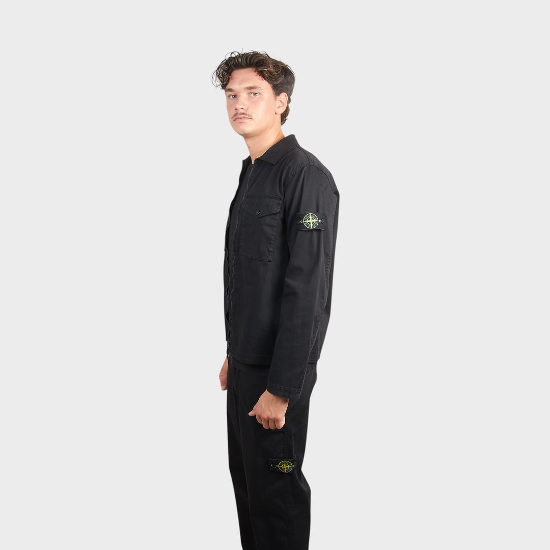 Stone Island Satin Cotton Overshirt I Black