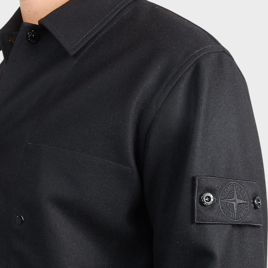 Stone Island Ghost Wool Nylon Flannel Overshirt I Sort