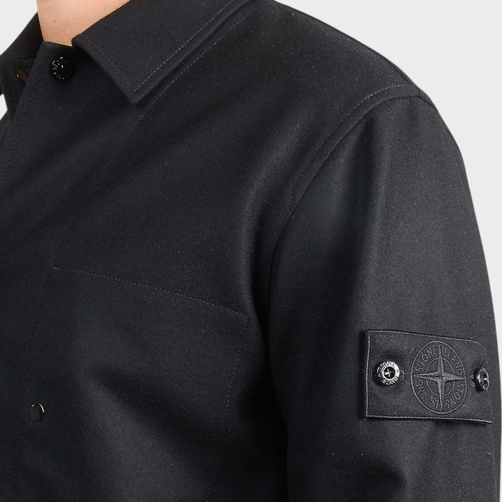 Stone Island Ghost Wool Nylon Flannel Overshirt I Sort