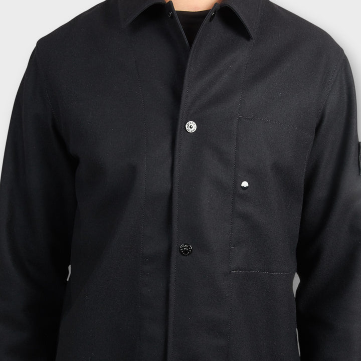 Stone Island Ghost Wool Nylon Flannel Overshirt I Sort