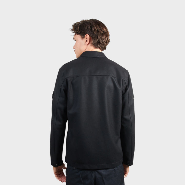 Stone Island Ghost Wool Nylon Flannel Overshirt I Sort