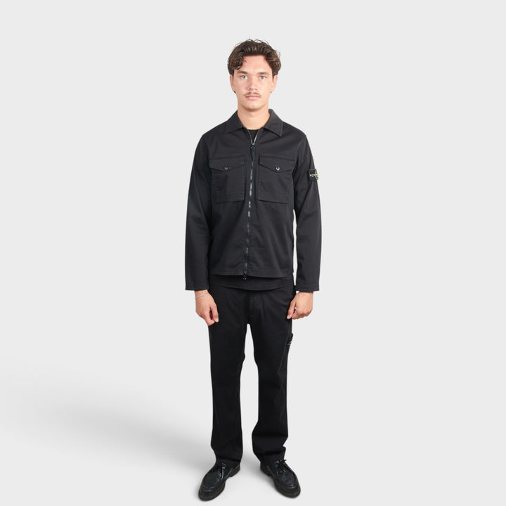 Stone Island Satin Cotton Overshirt I Black