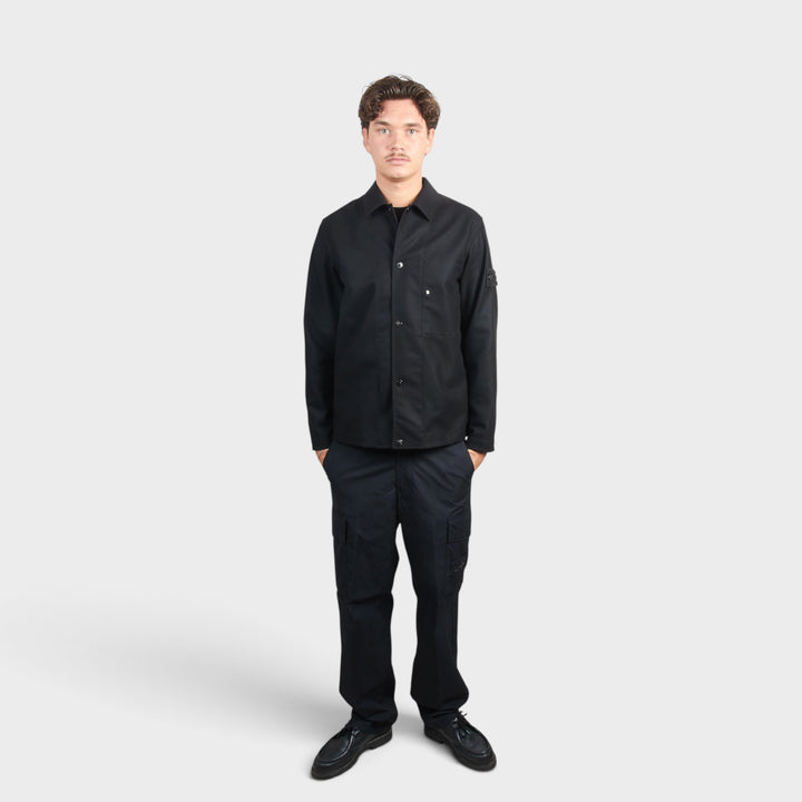 Stone Island Ghost Wool Nylon Flannel Overshirt I Sort