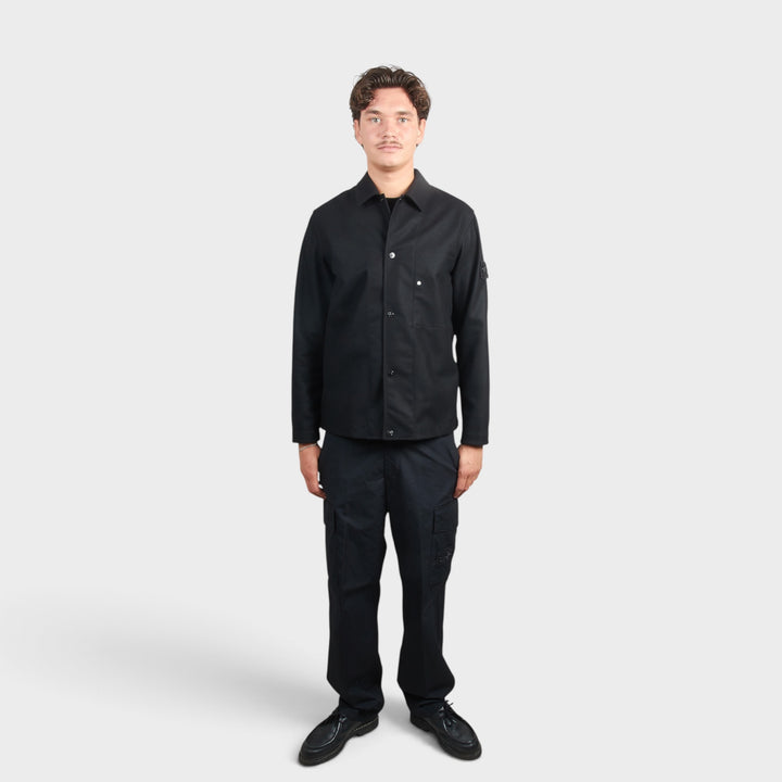 Stone Island Ghost Wool Nylon Flannel Overshirt I Sort