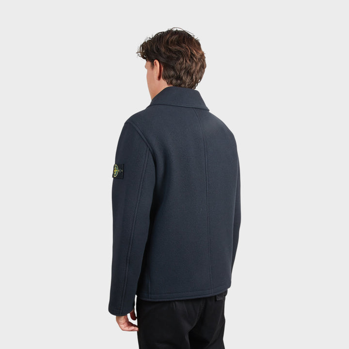 Stone Island Heavy Melton Button Jakke I Navy