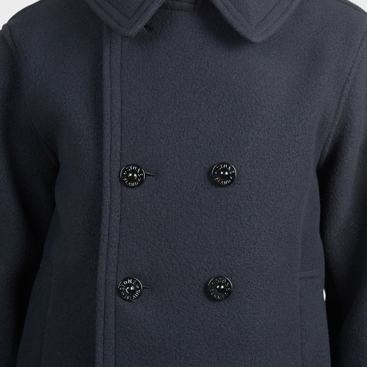 Stone Island Heavy Melton Button Jakke I Navy