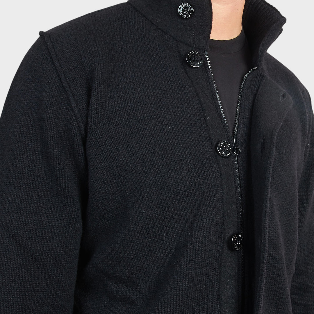 Stone Island Lambswool Button-up Sweater I Sort