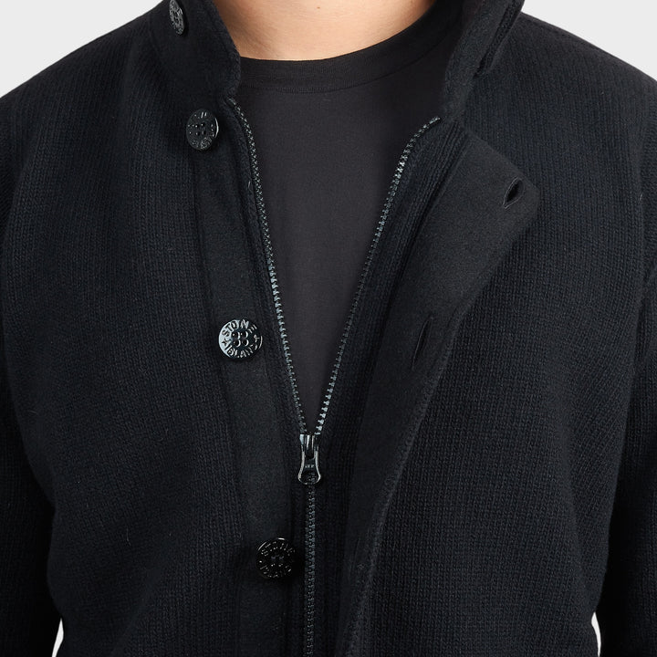 Stone Island Lambswool Button-up Sweater I Sort