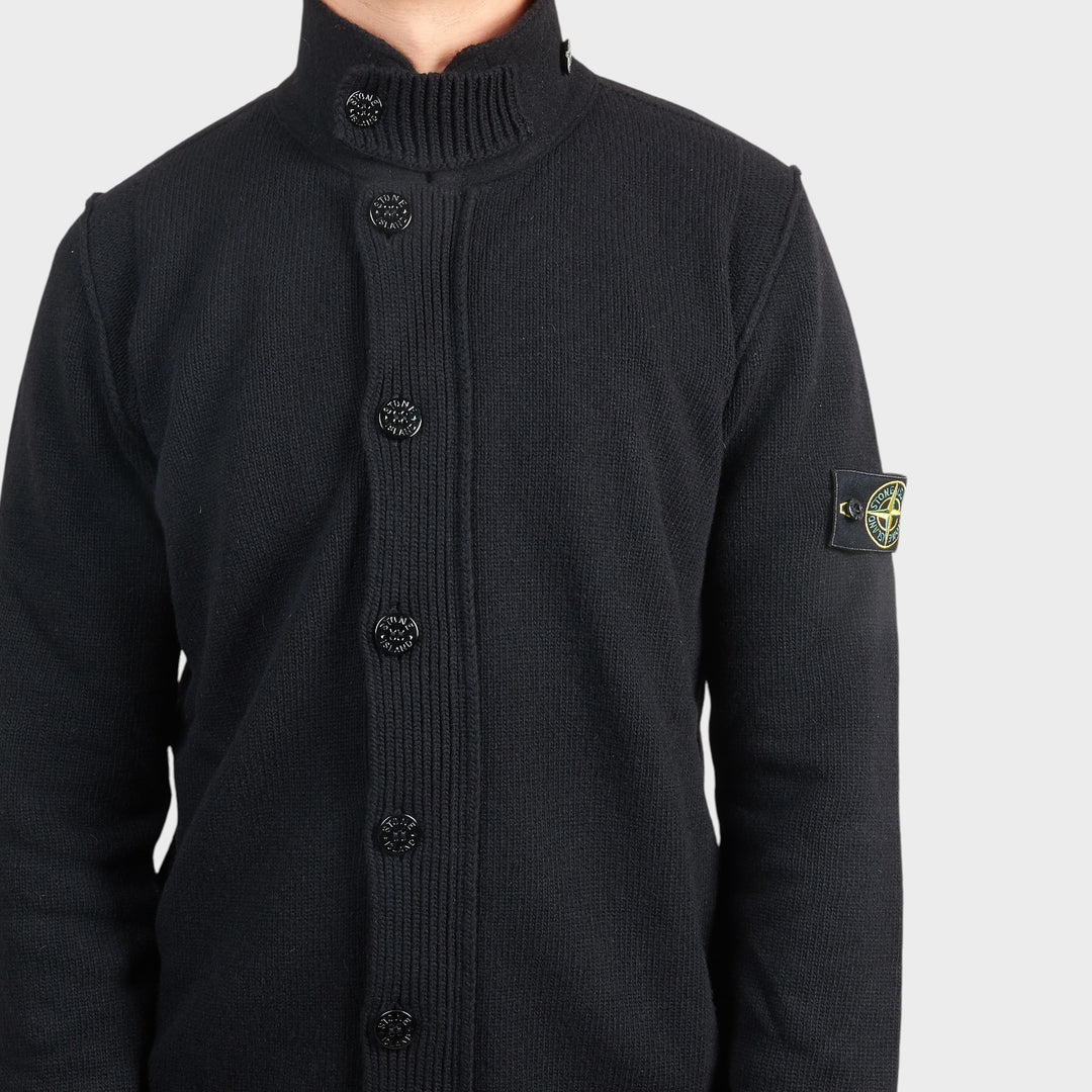 Stone Island Lambswool Button-up Sweater I Sort