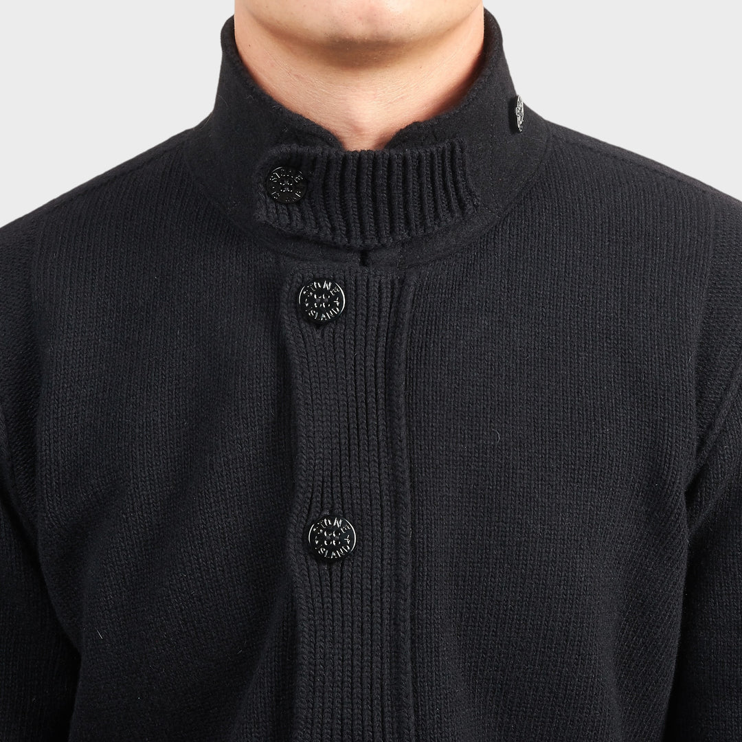 Stone Island Lambswool Button-up Sweater I Sort