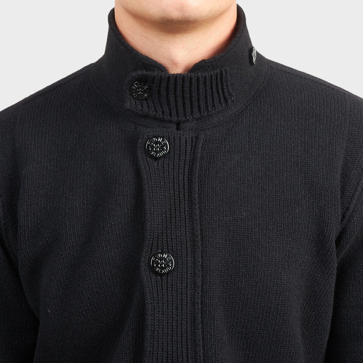 Stone Island Lambswool Button-up Sweater I Sort