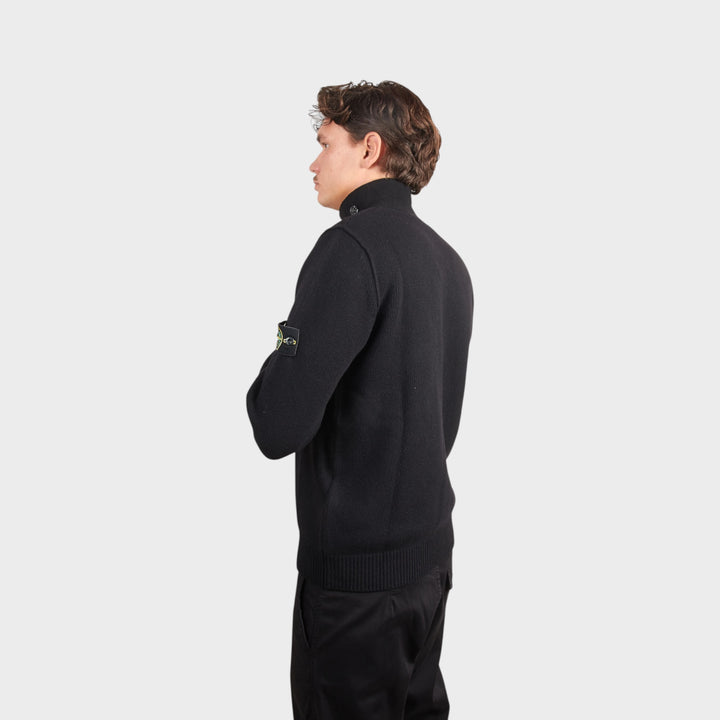 Stone Island Lambswool Button-up Sweater I Sort