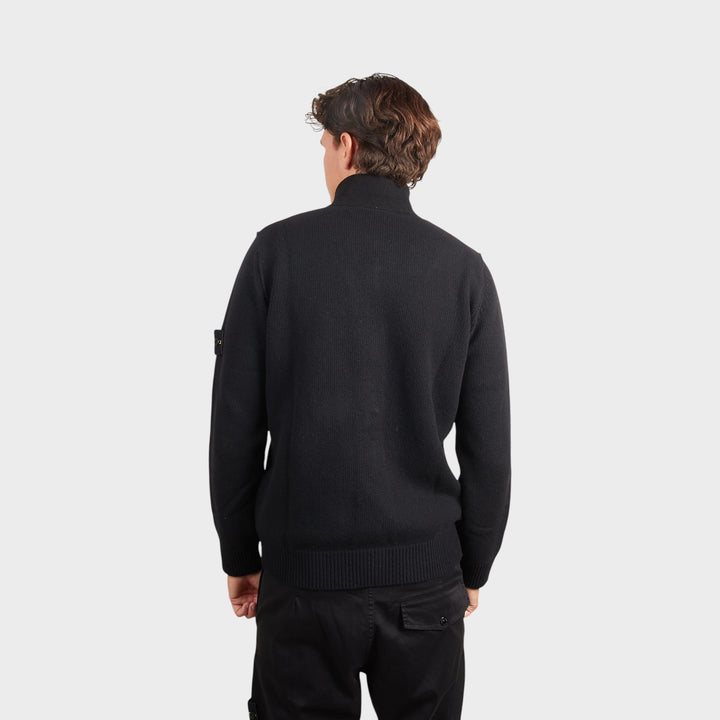 Stone Island Lambswool Button-up Sweater I Sort