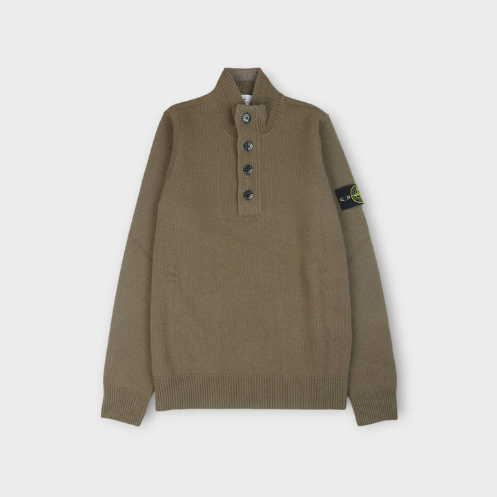 STONE ISLAND MAGLIA RWS BUTTON UP KNIT I DARK GREEN