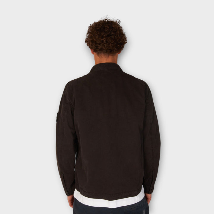 Stone Island Brushed Organic Cotton Canvas Overshirt I Black