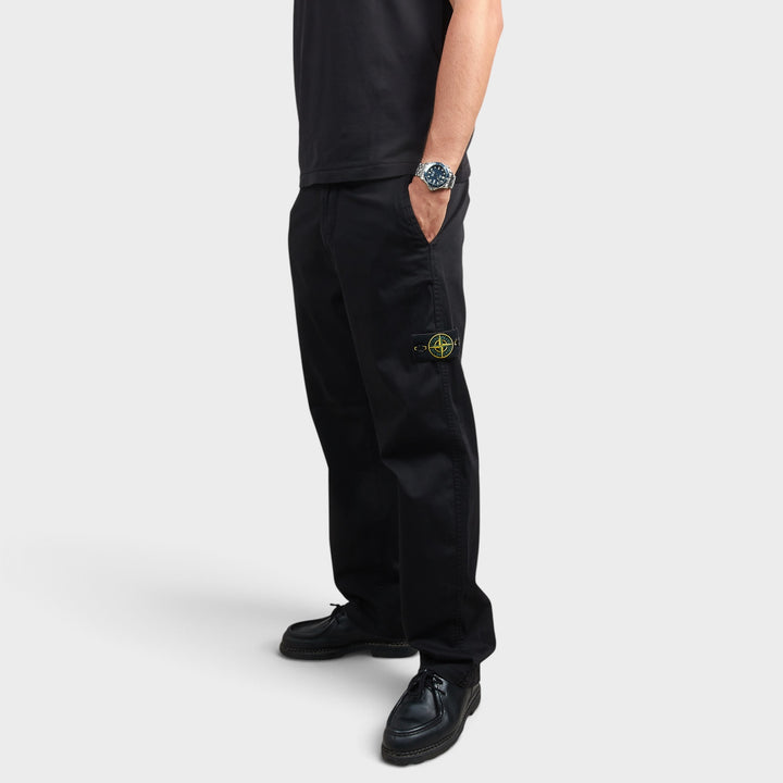 Stone Island Stretch Organic Satin Bukser I Sort