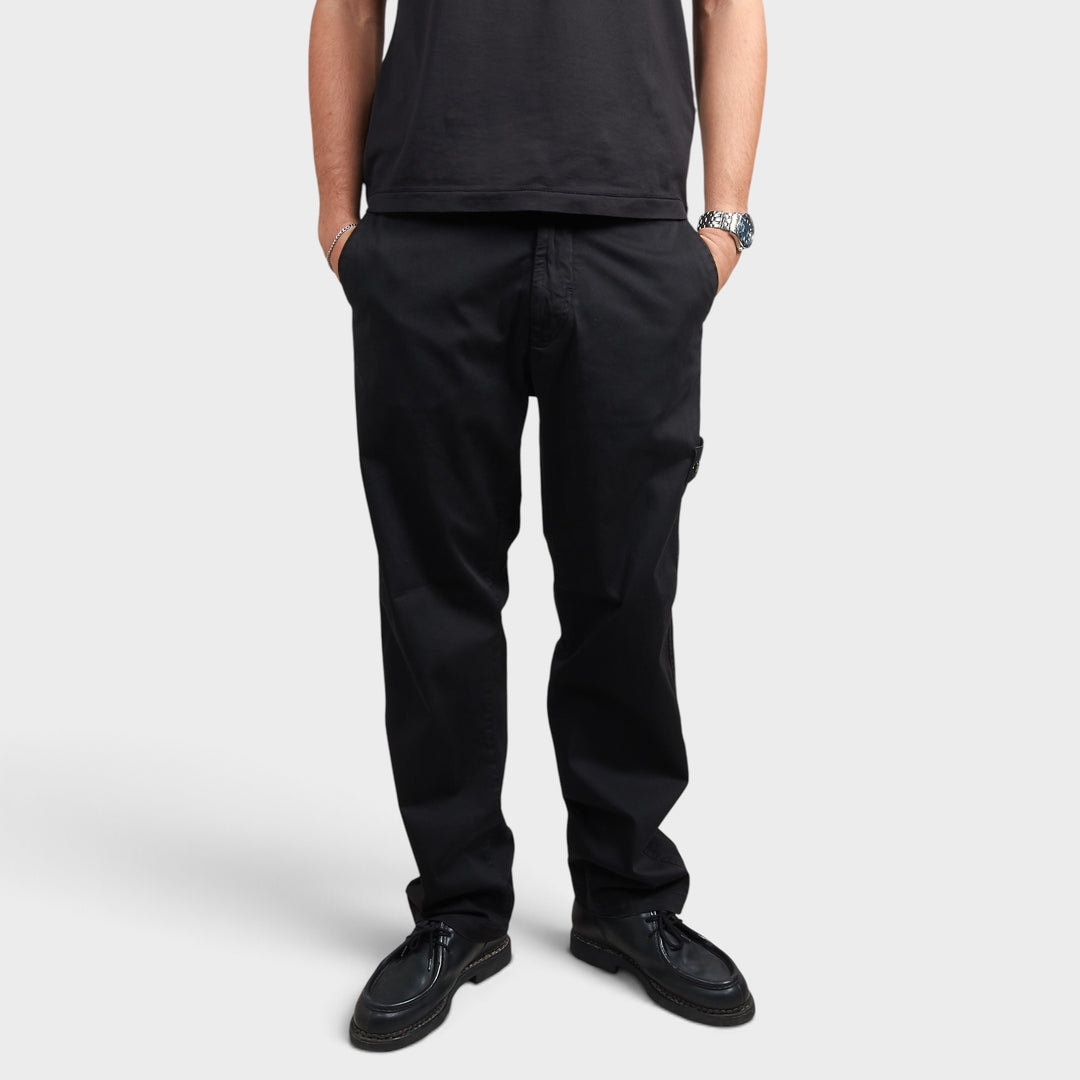 Stone Island Stretch Organic Satin Bukser I Sort