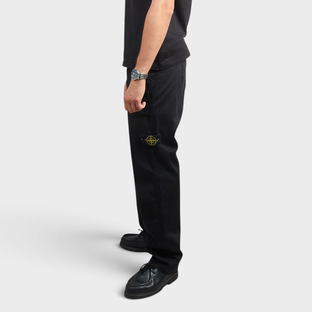 Stone Island Stretch Organic Satin Bukser I Sort