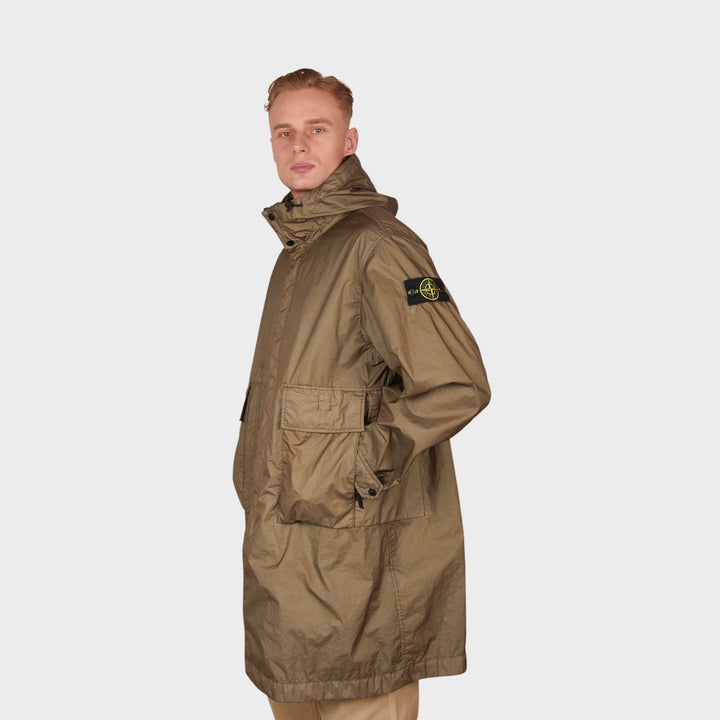 Stone Island Membrana 3L TC Long Hooded Coat I Military Green