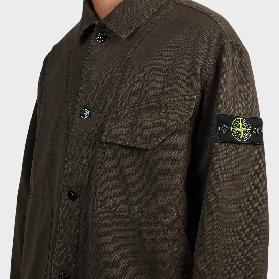 Stone Island Cotton Panama "OLD" Effect  Padded Coach Jakke I Coal Grey