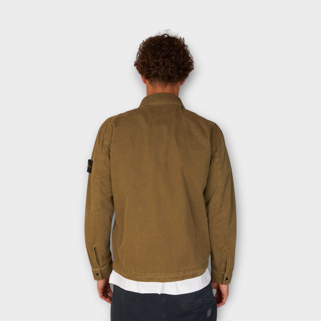 Stone Island Mercerised Organic Cotton Ripstop Overshirt I Olive
