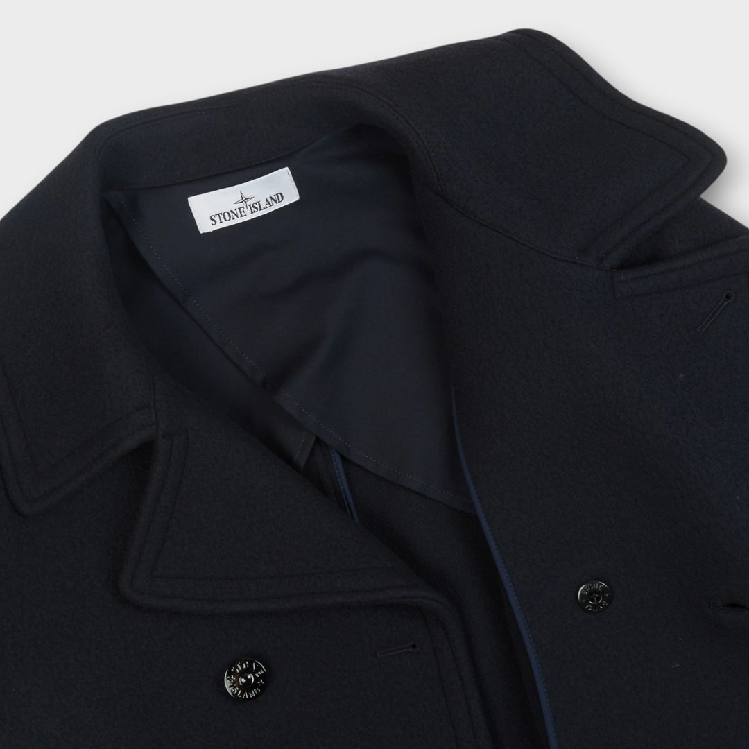 Stone Island Heavy Melton Button Jakke I Navy