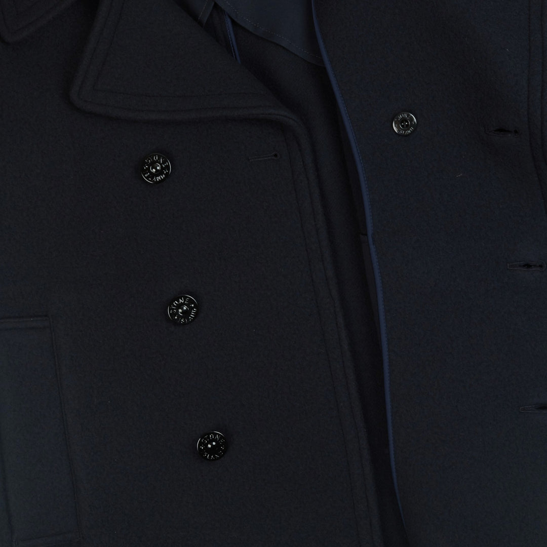 Stone Island Heavy Melton Button Jakke I Navy
