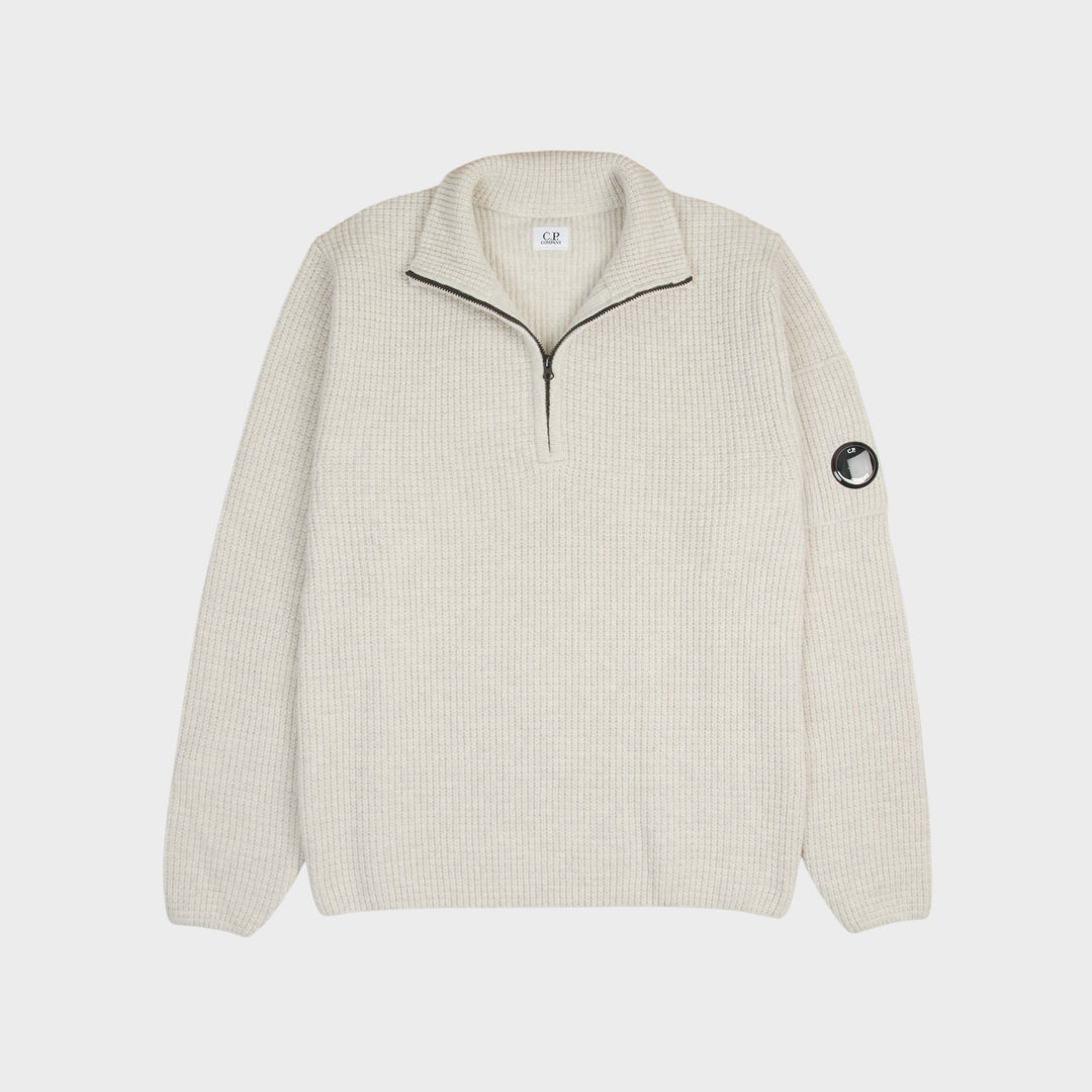 C.P. Company Lambswool GRS Halfzip Sweater I Light grey