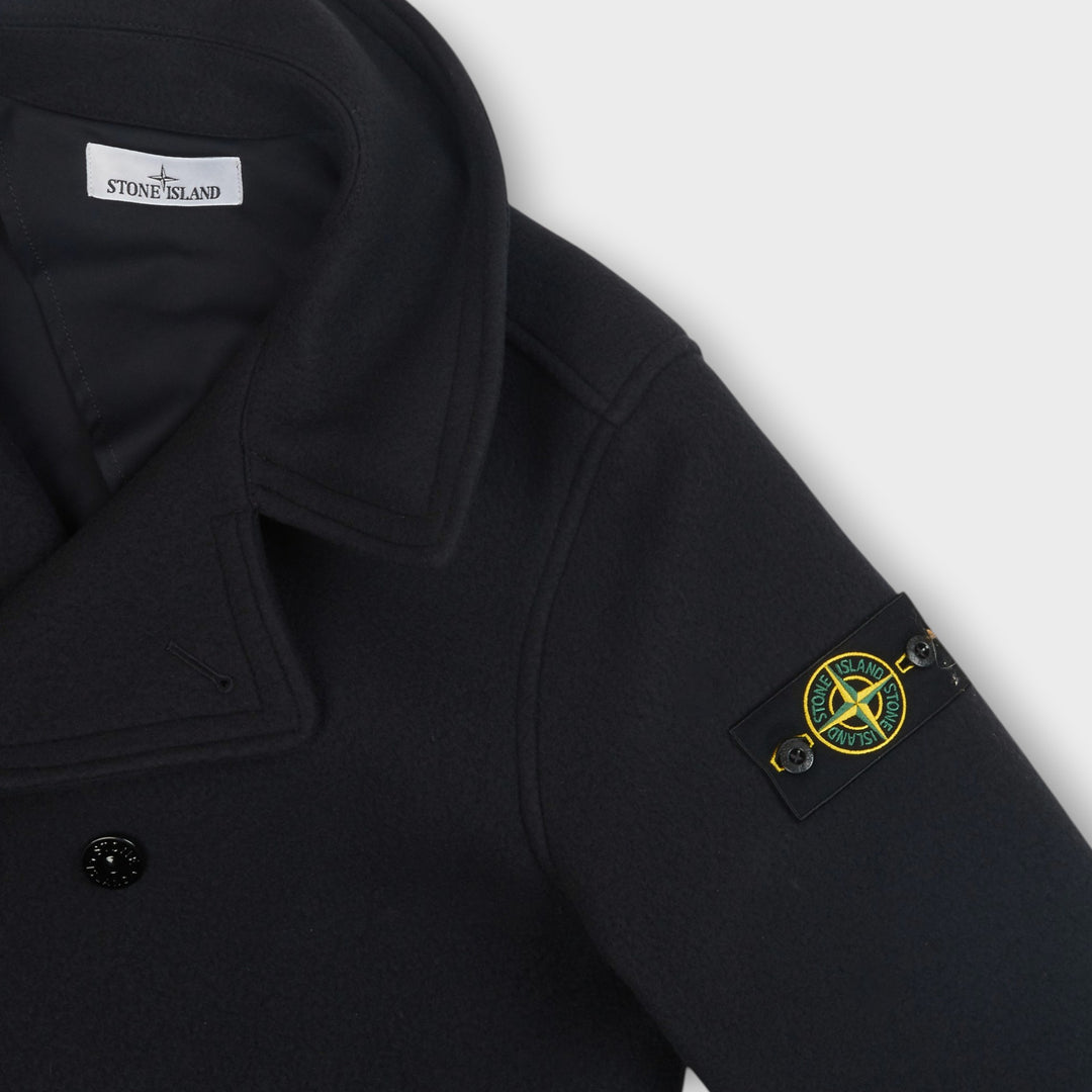 Stone Island Heavy Melton Button Jakke I Navy