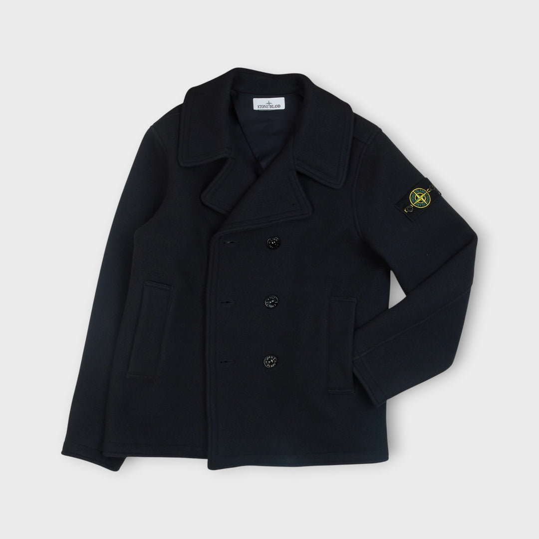 Stone Island Heavy Melton Button Jakke I Navy