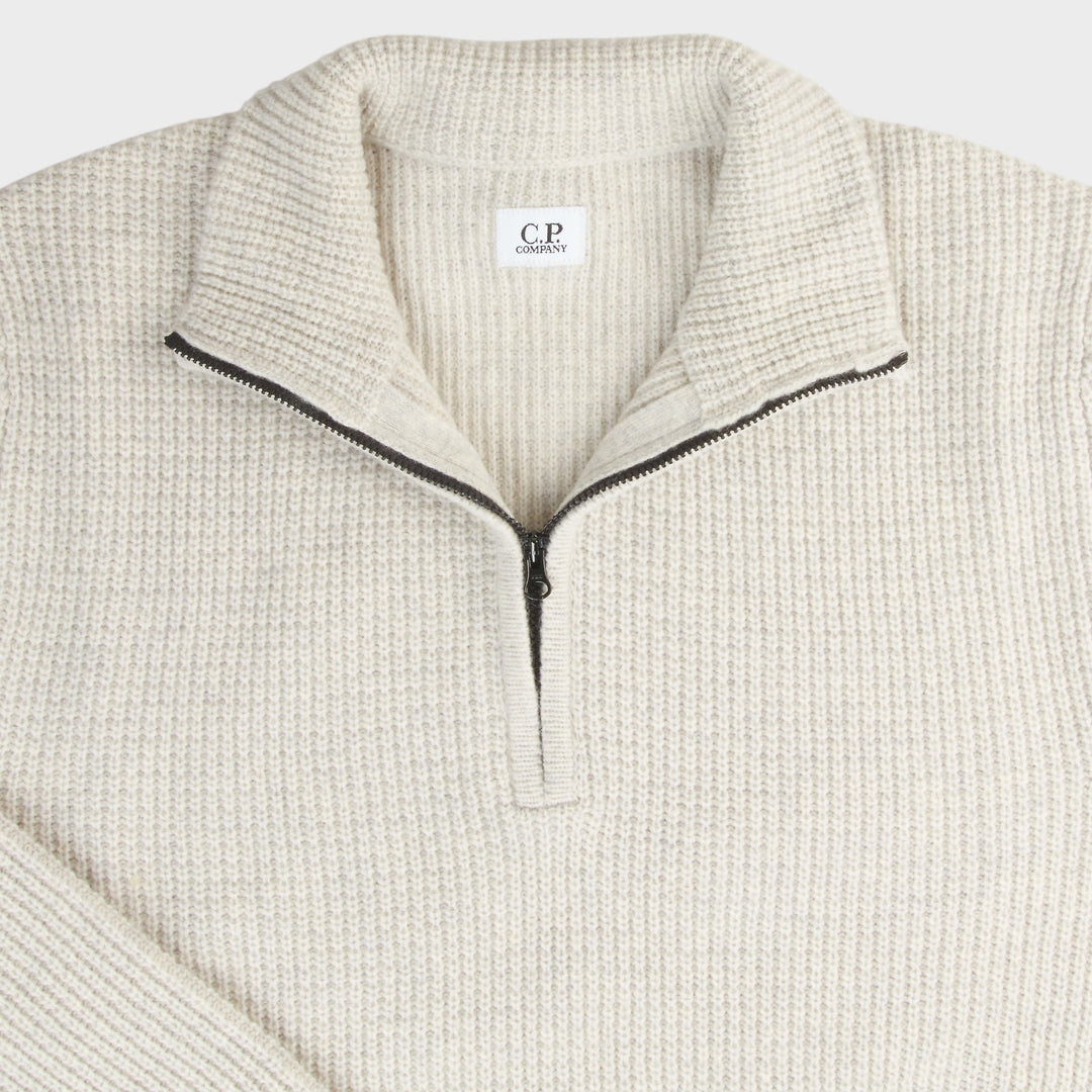 C.P. Company Lambswool GRS Halfzip Sweater I Light grey