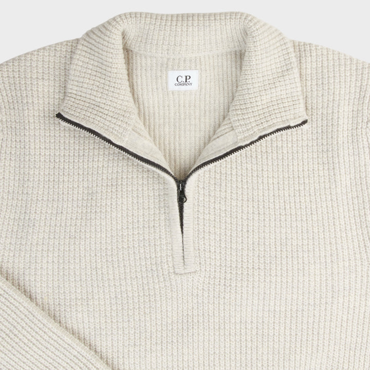 C.P. Company Lambswool GRS Halfzip Sweater I Light grey