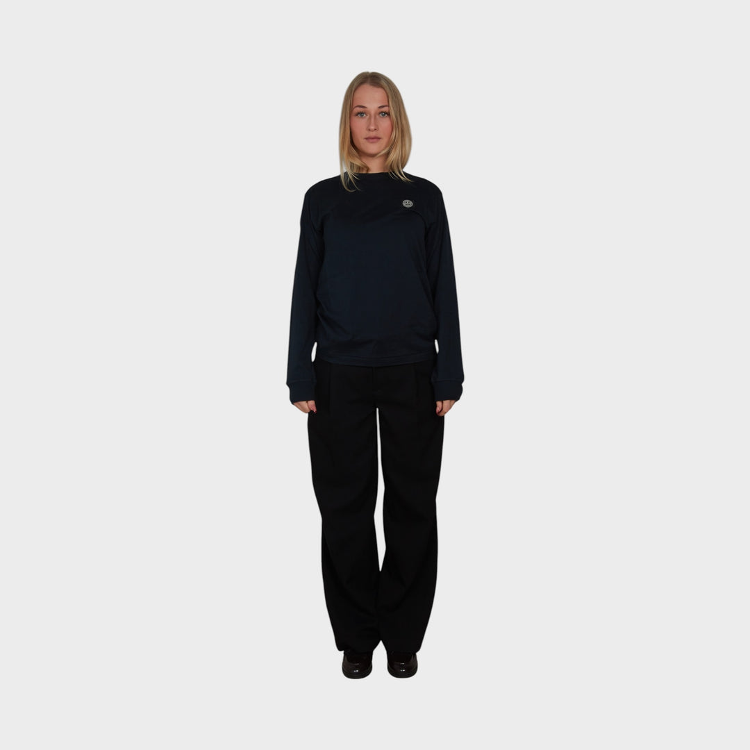 Stone Island Compass Patch Jersey Langærmet I Navy